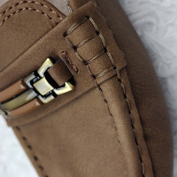 Life Stride Velocity Tan Faux Leather Almond Toe Low Wedged Heel Slip On Loafer - Picture 13 of 16